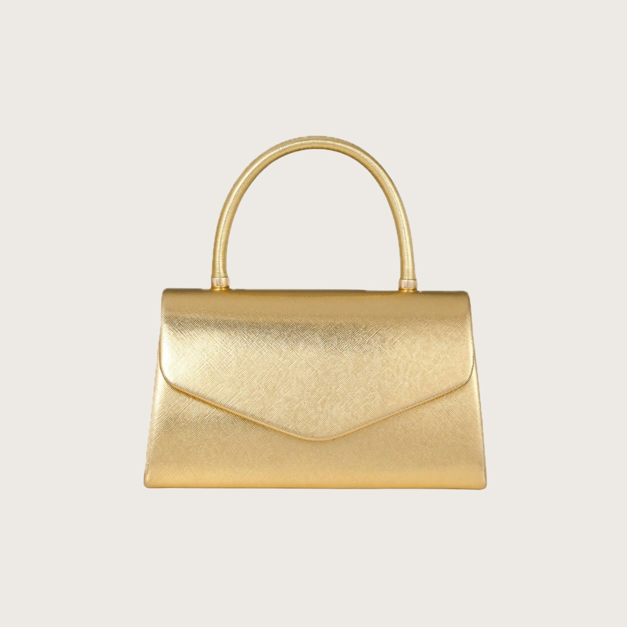 gold metallic flap clutch handbag for women