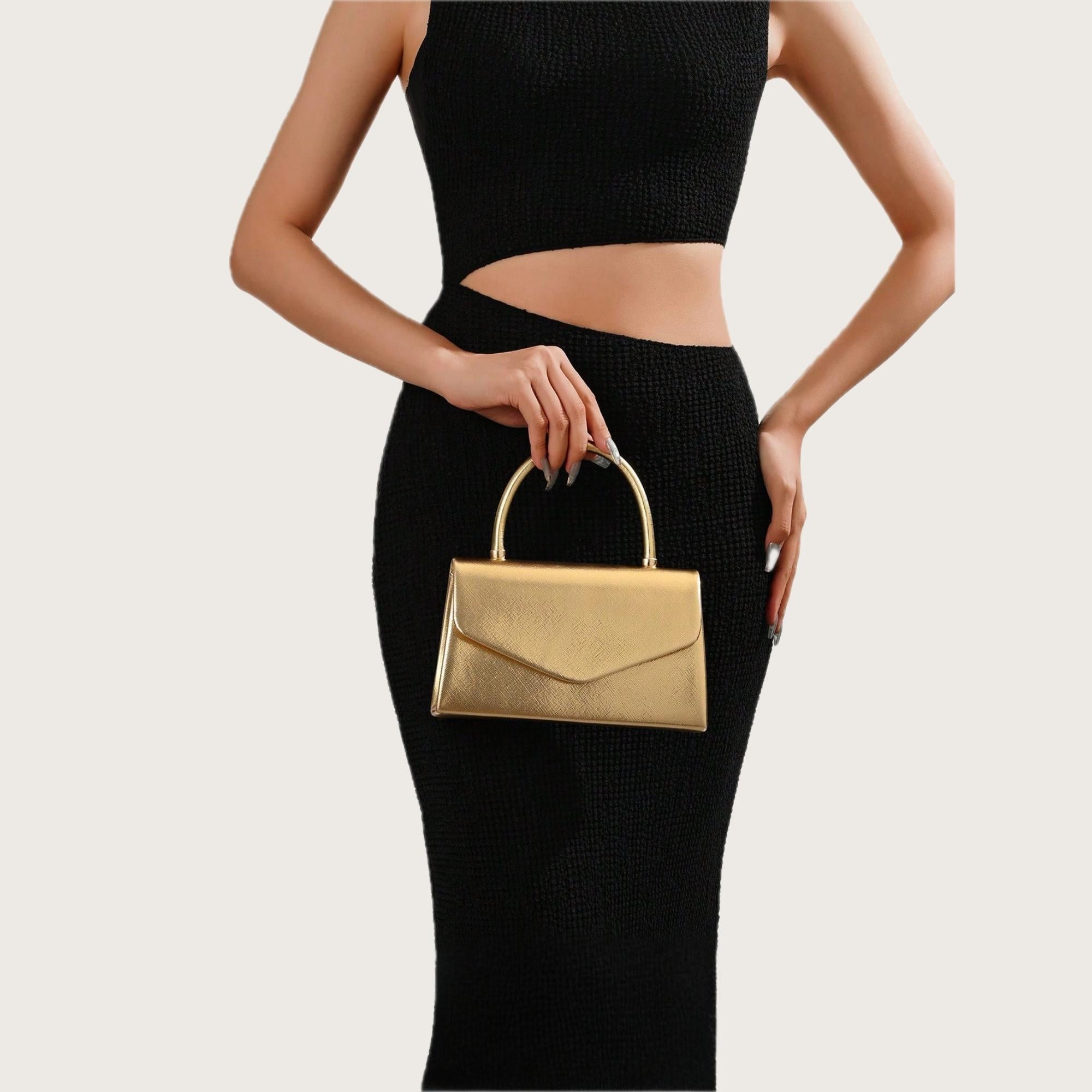 luxury evening bag with gold chain strap