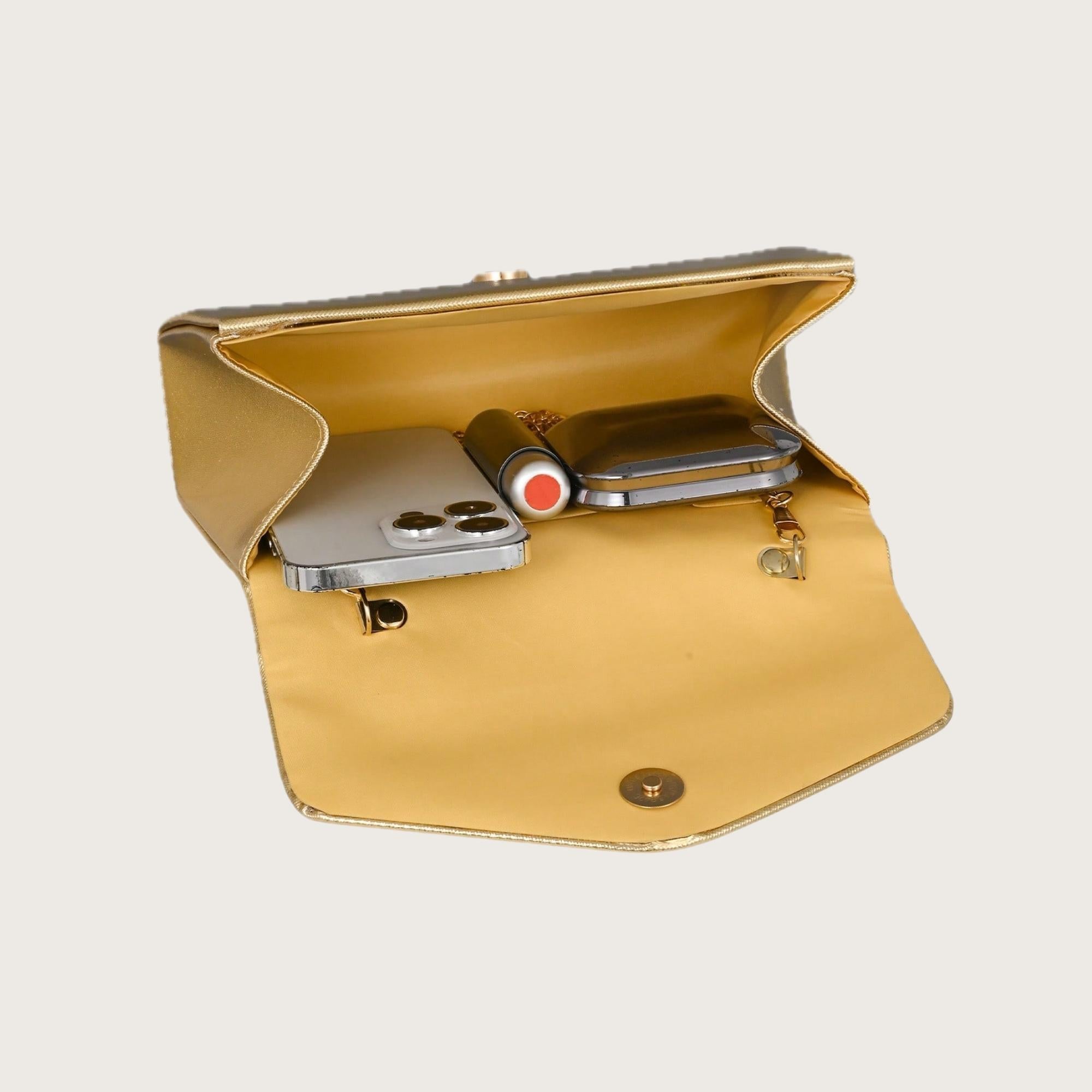 shiny gold party clutch for weddings